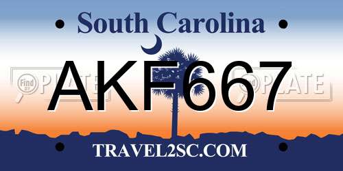 AKF667 South Carolina License Plate