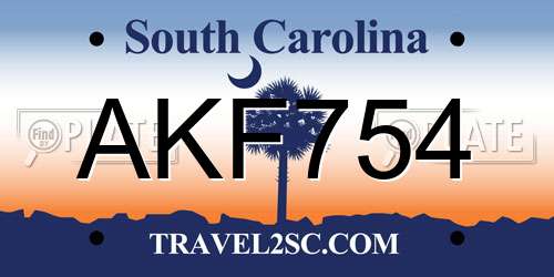 AKF754 South Carolina License Plate