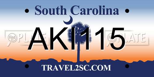 AKI115 South Carolina License Plate