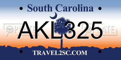 AKL325 South Carolina License Plate