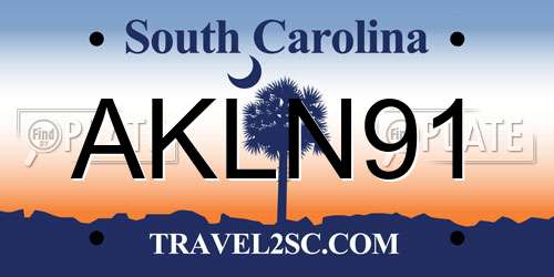 AKLN91 South Carolina License Plate