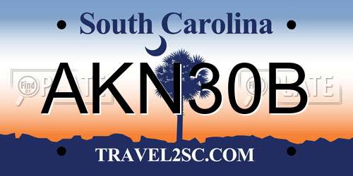 AKN30B South Carolina License Plate
