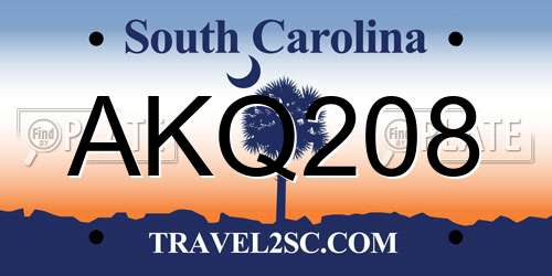 AKQ208 South Carolina License Plate