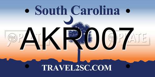 AKR007 South Carolina License Plate
