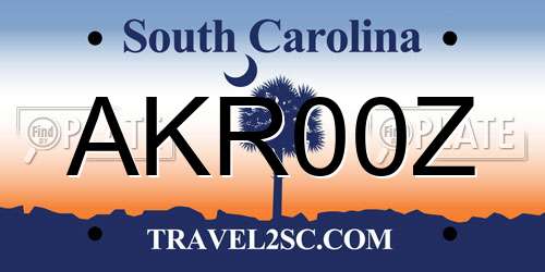 AKR00Z South Carolina License Plate