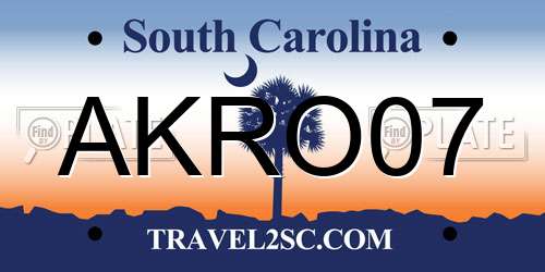 AKRO07 South Carolina License Plate