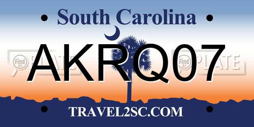 AKRQ07 South Carolina License Plate