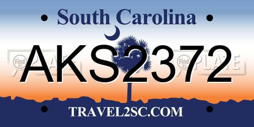 AKS2372 South Carolina License Plate
