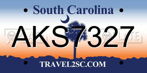 AKS7327 South Carolina License Plate
