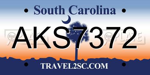 AKS7372 South Carolina License Plate