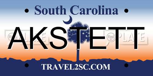 AKSTETT South Carolina License Plate