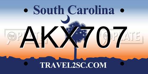 AKX707 South Carolina License Plate
