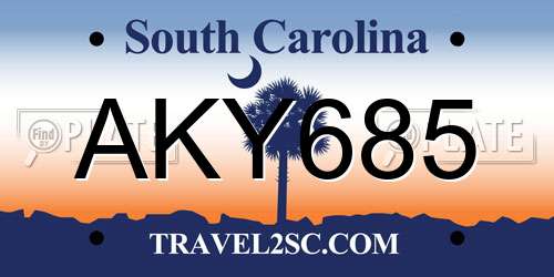 AKY685 South Carolina License Plate
