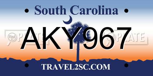 AKY967 South Carolina License Plate