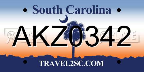 AKZ0342 South Carolina License Plate