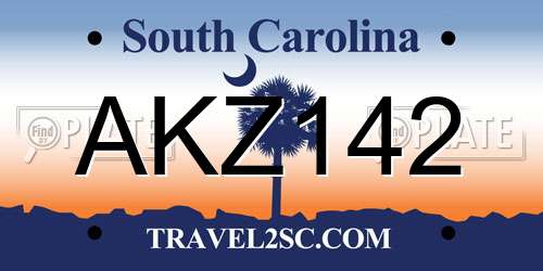 AKZ142 South Carolina License Plate