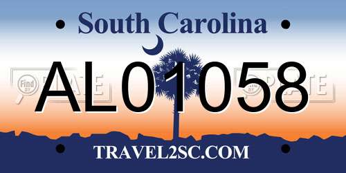 AL01058 South Carolina License Plate