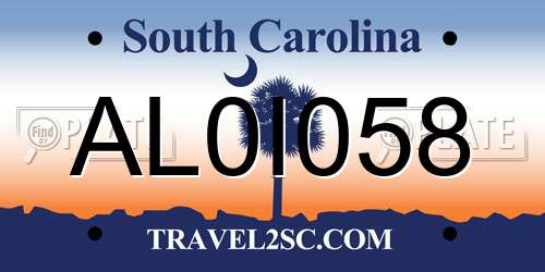 AL0I058 South Carolina License Plate