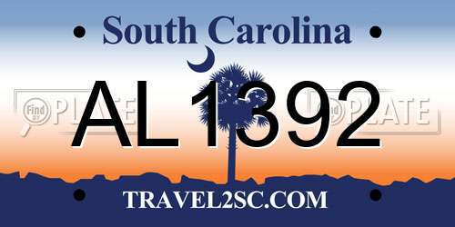 AL1392 South Carolina License Plate