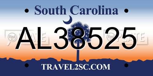 AL38525 South Carolina License Plate