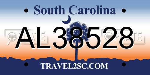 AL38528 South Carolina License Plate