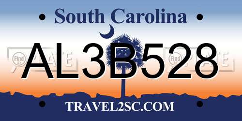 AL3B528 South Carolina License Plate