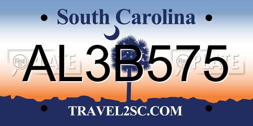 AL3B575 South Carolina License Plate