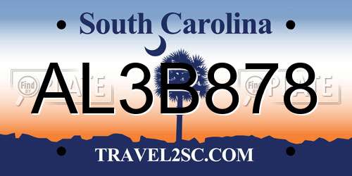AL3B878 South Carolina License Plate