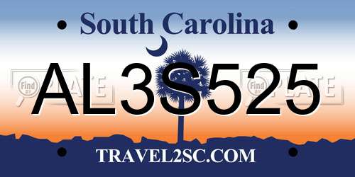 AL3S525 South Carolina License Plate