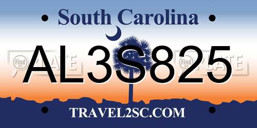 AL3S825 South Carolina License Plate