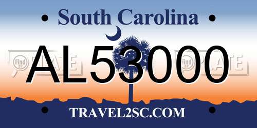 AL53000 South Carolina License Plate