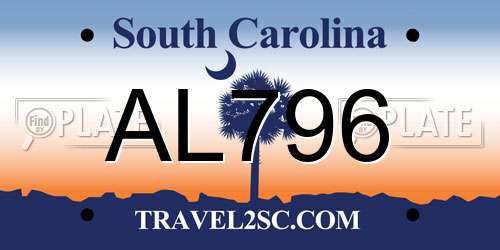 AL796 South Carolina License Plate