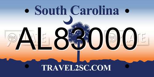 AL83000 South Carolina License Plate