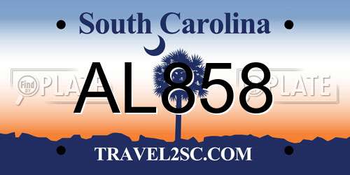 AL858 South Carolina License Plate