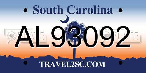 AL93092 South Carolina License Plate