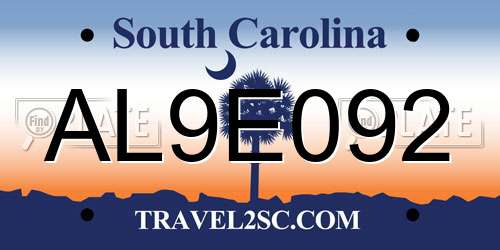 AL9E092 South Carolina License Plate