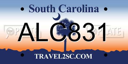 ALC831 South Carolina License Plate