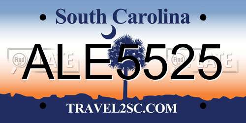 ALE5525 South Carolina License Plate