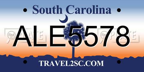 ALE5578 South Carolina License Plate
