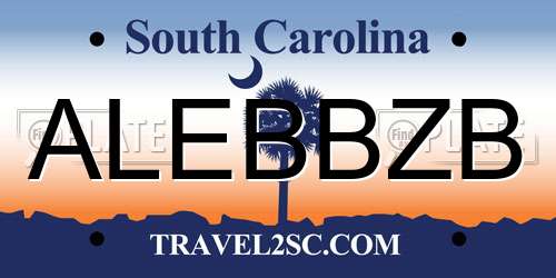ALEBBZB South Carolina License Plate