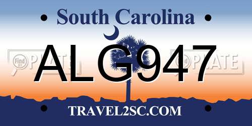 ALG947 South Carolina License Plate