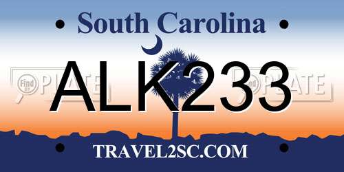ALK233 South Carolina License Plate