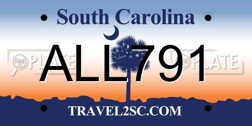 ALL791 South Carolina License Plate