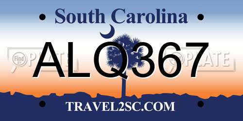 ALQ367 South Carolina License Plate