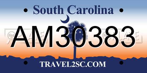 AM30383 South Carolina License Plate