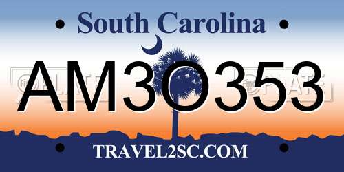 AM3O353 South Carolina License Plate