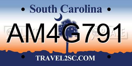 AM4G791 South Carolina License Plate