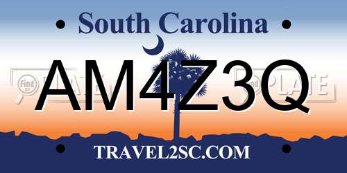 AM4Z3Q South Carolina License Plate