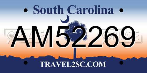 AM52269 South Carolina License Plate