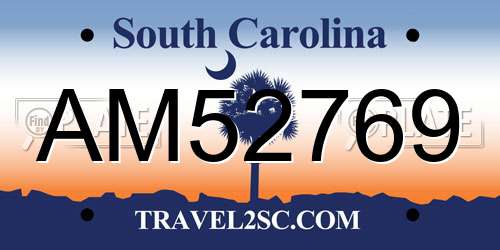 AM52769 South Carolina License Plate